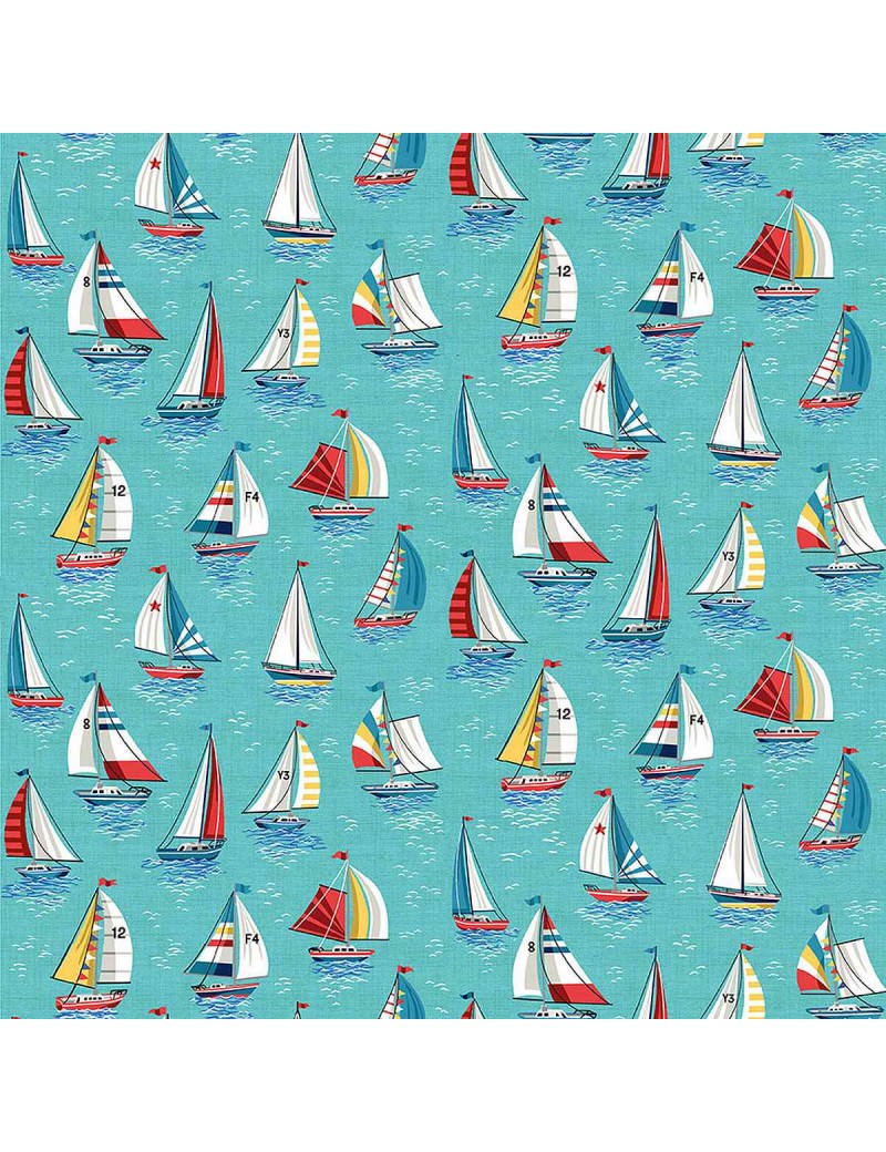 Fat quarter Nautical Yachts à motifs de bateaux