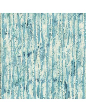 Tissu Batik Bleu imprimé de troncs d'arbres