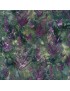 Tissu Batik marbré Vert imprimé de feuilles Violettes