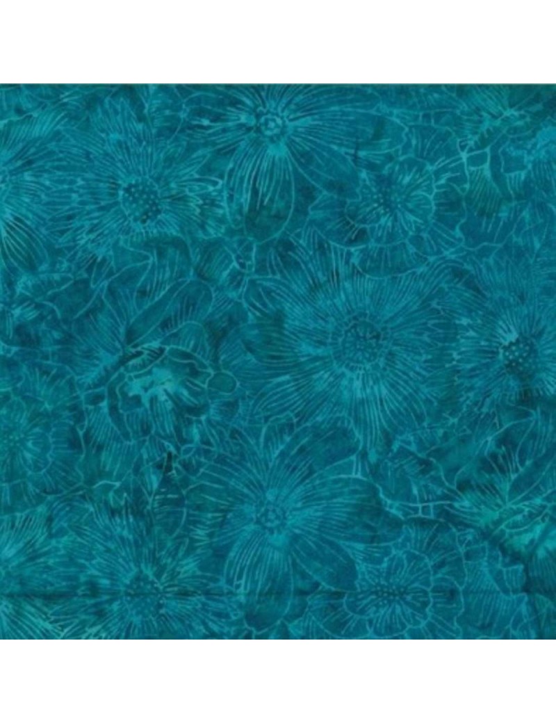 Tissu Batik imprimé Fleurs Bleu