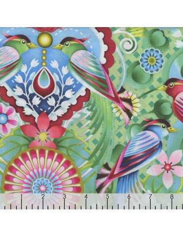 Panneau tissu patchwork Catalina Estrada Carnation Love Birds in Paradise