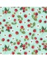 tissu imprimé de framboises TP-2551-T raspberries teal