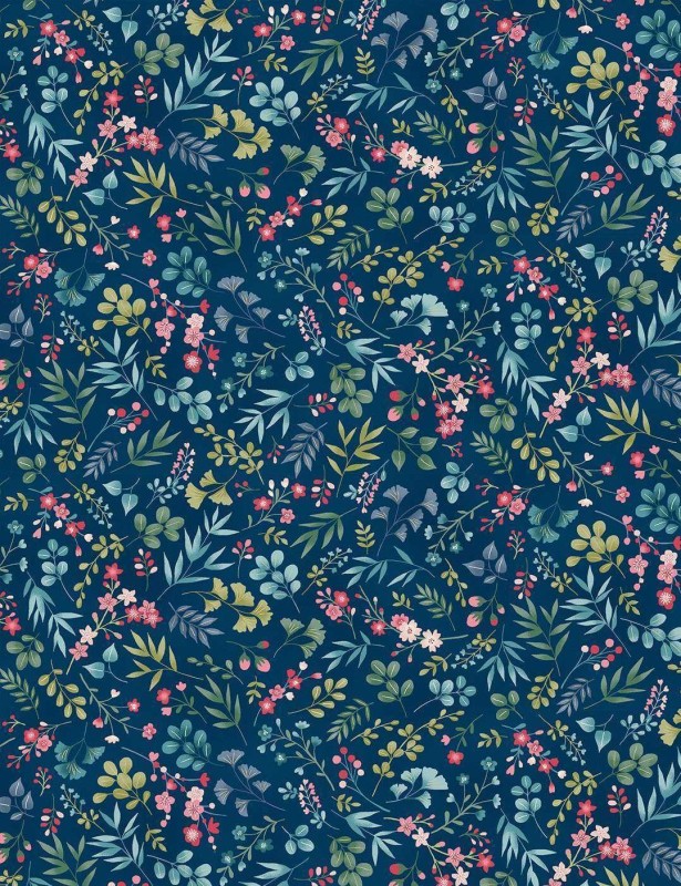 Kasumi cherry blossom patchwork cotton fabric by Makower