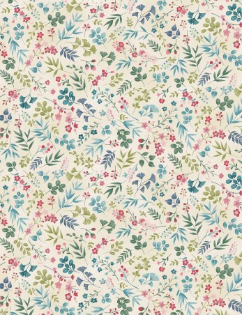 Kasumi cherry blossom patchwork cotton fabric by Makower