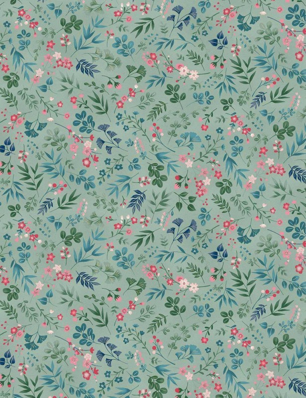 Kasumi cherry blossom patchwork cotton fabric by Makower