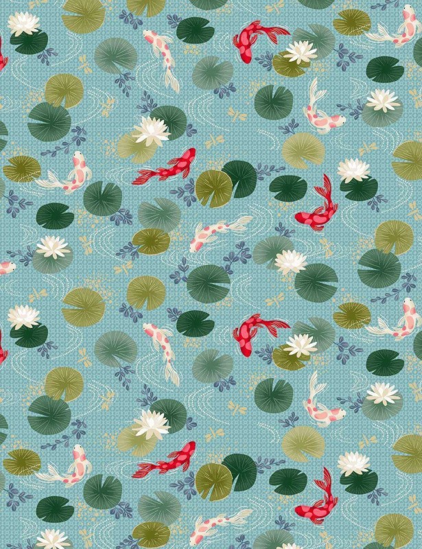 Kasumi carp Koi patchwork cotton fabric by Makower