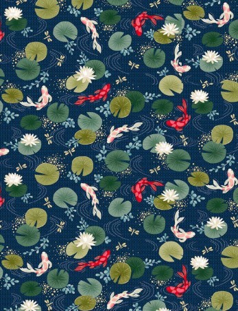 Kasumi carp Koi patchwork cotton fabric by Makower