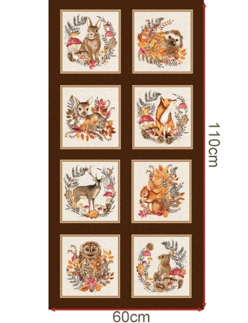 7655-33 Brown Foliage & Fur Coats Panel