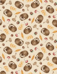 Fat quarter patchwork fabric Foliage and Fur hedgehog