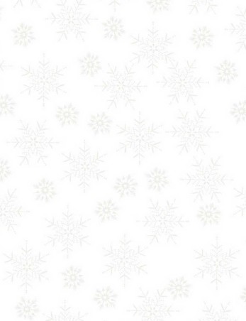 We Love Christmas cotton fabric with pearly snowflakes on a white background