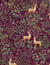 Fat quarter Enchanted Christmas motifs de rennes et feuillages