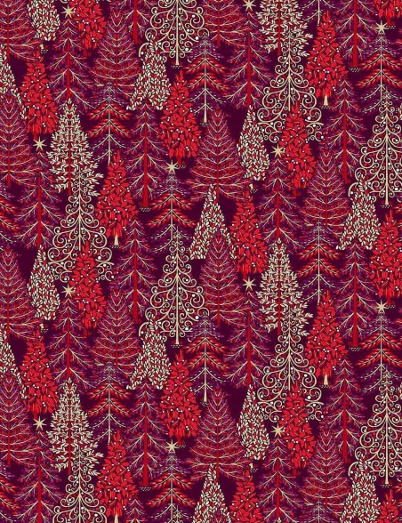 Enchanted Christmas fir forest patchwork fabric