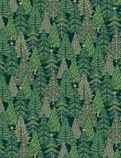 Enchanted Christmas fir forest patchwork fabric