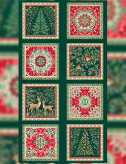 Enchanted Christmas patchwork fabric panel