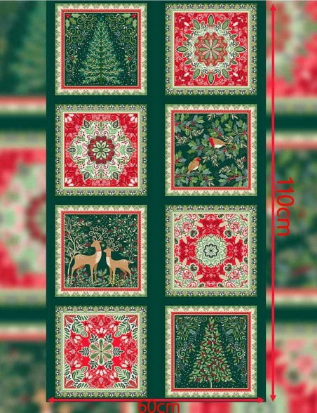 Enchanted Christmas patchwork fabric panel