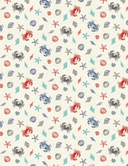 Tissu coton Nautical Schells à motifs de crustacés