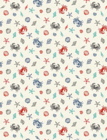 Fat quarter Nautical Schells à motifs de crustacés