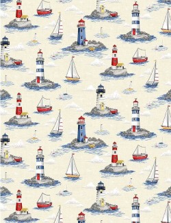 Fat quarter Nautical à motif de phares et de voiliers