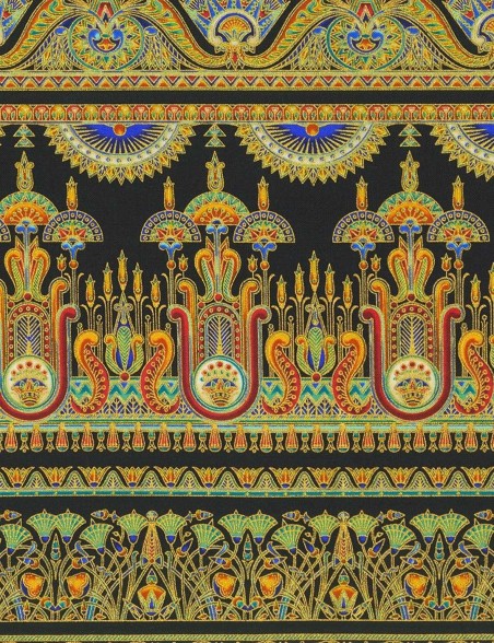 Egyptian patchwork fabric printed with traditional striped motifs