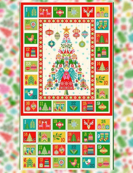 Multicoloured Scandinavian Christmas Advent calendar panel