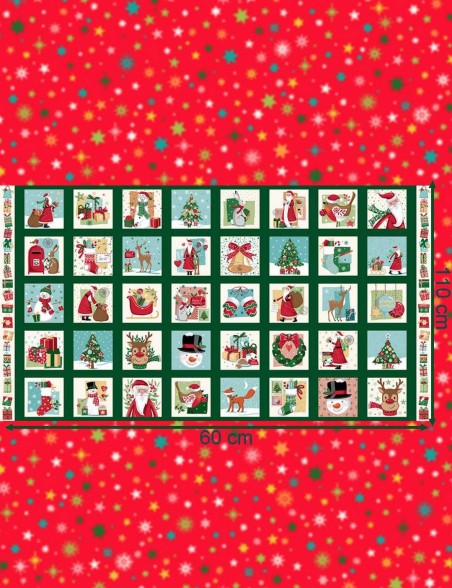 Classic Christmas Advent calendar panel to sew on