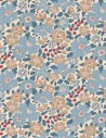 Harper Blue Tilda fabric printed with small flowers and berries.