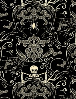 Fat Quarter Halloween Midnight Haunt Squelette et dentelle