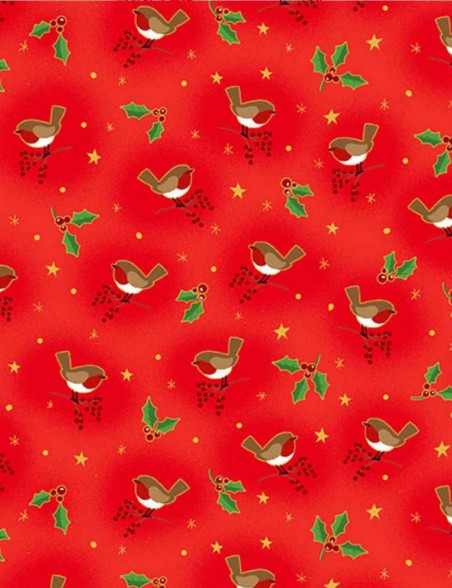 Tissu coton Noël Classic Foliage Robin