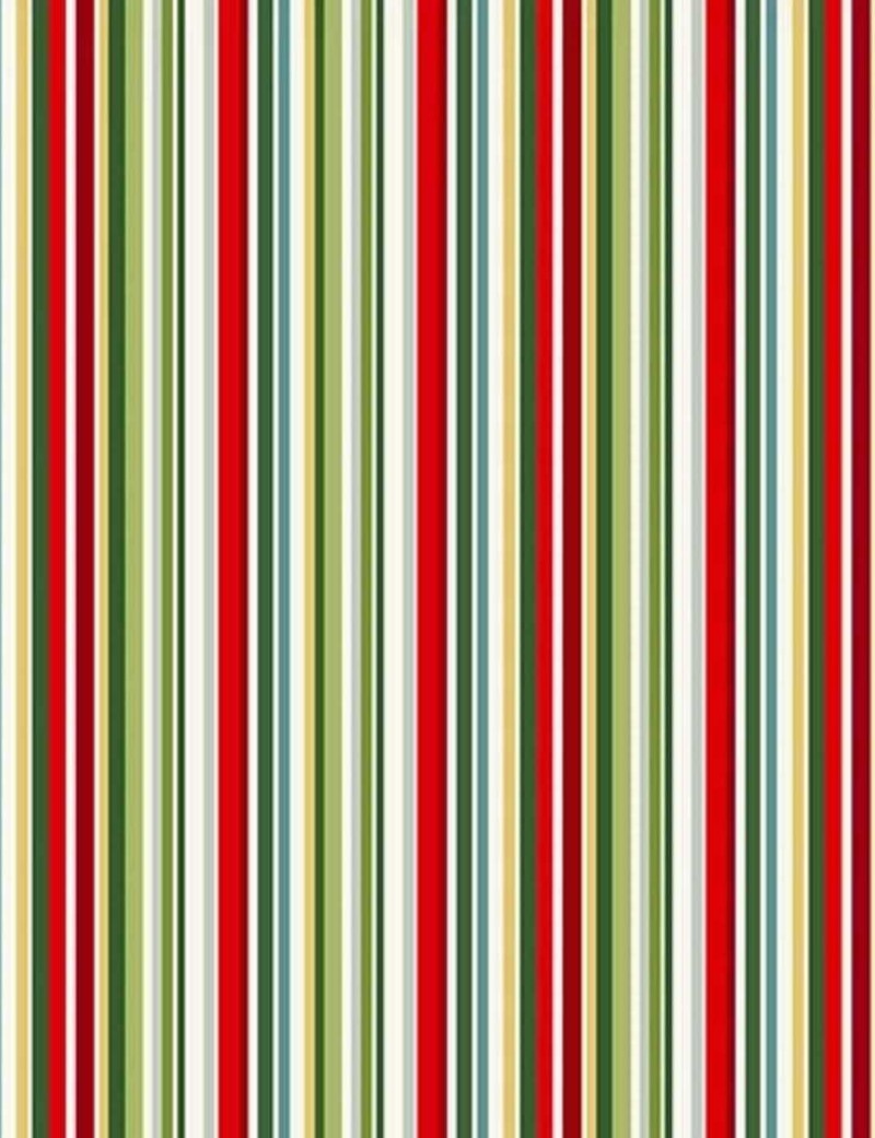 Tissu coton Christmas Festive Foliage Stripe