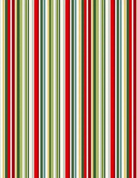 Tissu coton Christmas Festive Foliage Stripe