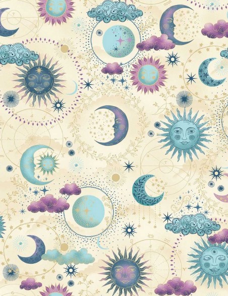 Luna Cosmos patchwork fabric by Makower