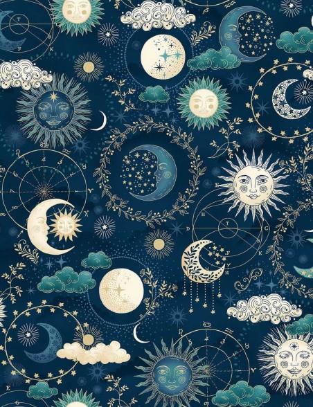 Fat quarter patchwork fabric Luna Cosmos by Makower Fabrics