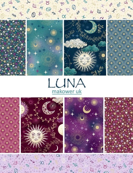 Luna Night garden patchwork fabric by Makower