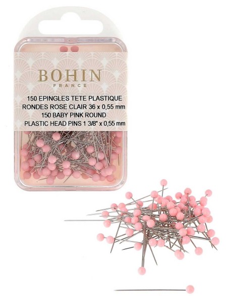 Epingles Bohin à têtes plastique rose