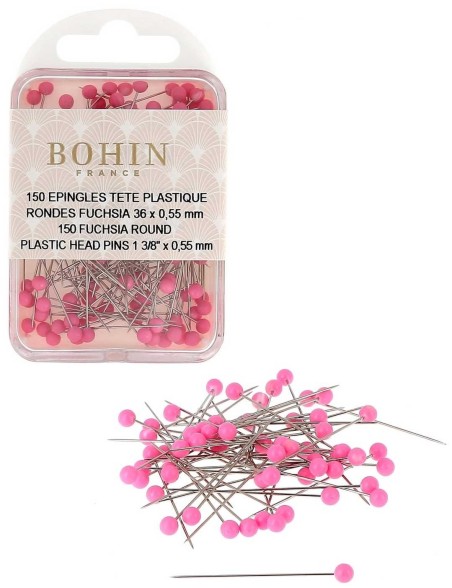 Epingles Bohin à têtes plastique rose