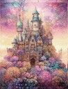 Enchanted fairy castle fabric panel