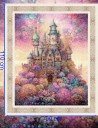 Enchanted fairy castle fabric panel