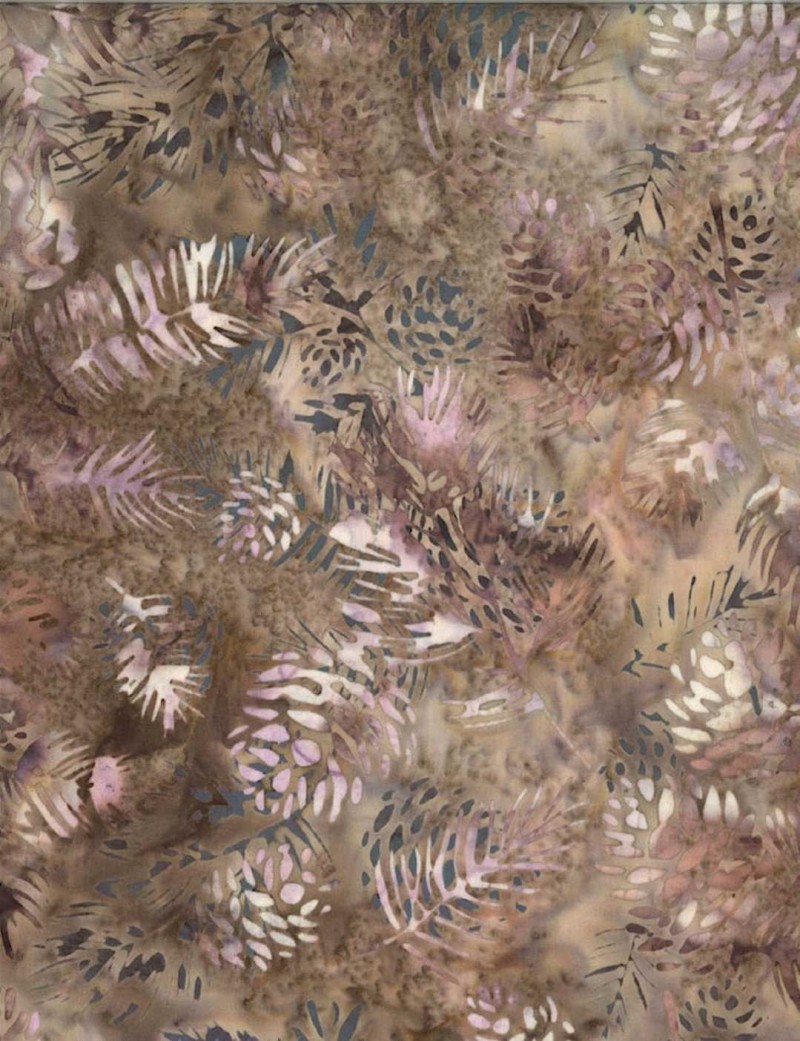 Pinewood batik fabric printed with pine cones and branches