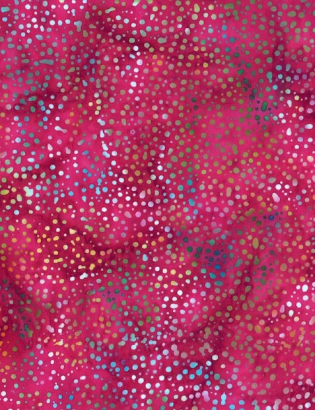 Bali dots Cabernet batik fabric by Hoffman printed with coloured dots