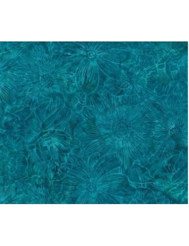 Tissu Batik imprimé Fleurs Bleu