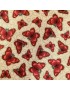 27789-E Tissu coton Truly Gorjuss à motifs de Papillons Rouge sur fond Beige Crème