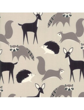 Tissu coton Bramble à motifs d'animaux de la Forêt