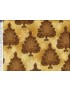 Tissu coton Noel Beige avec dorure à motifs d'Arbres Stylisés Marrons