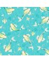 Tissu coton Fancy Flamingos à motifs de poissons sur fond Bleu