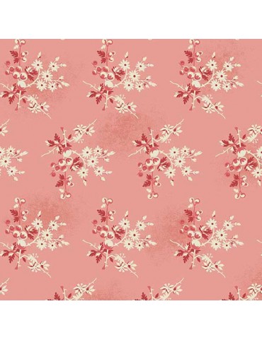 Tissu coton Little Sweetheart Rose à motifs de Baie et Primerose Rouges et Blanches