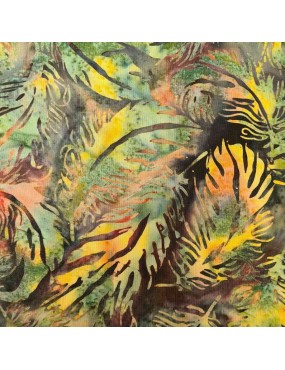 Tissu Batik imprimé Winter à motifs de Plumes Multicolores